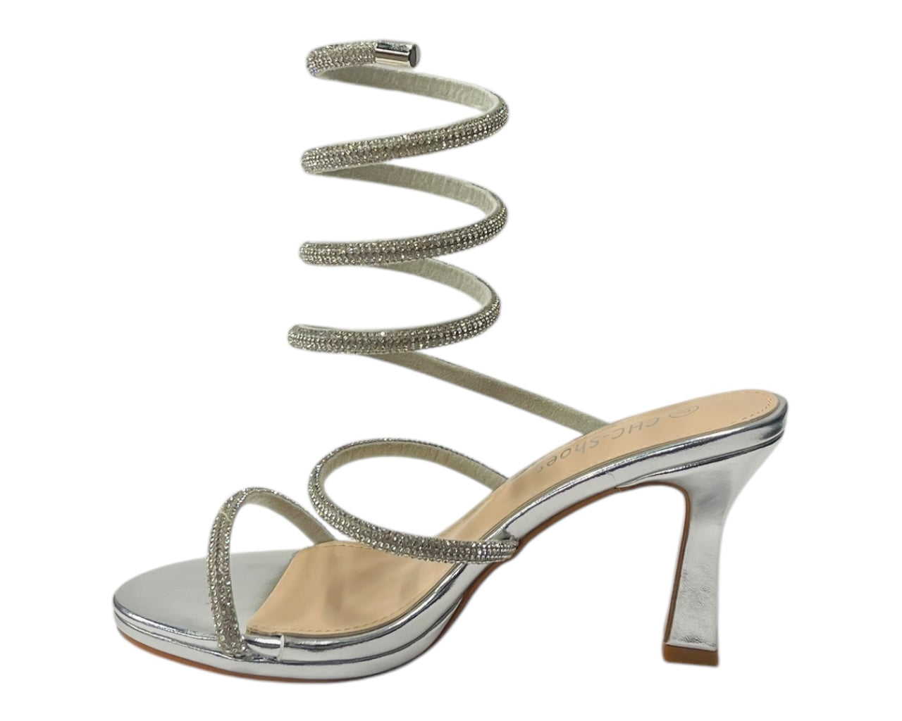 Diamante Snake Anklet Round Toe Sandals