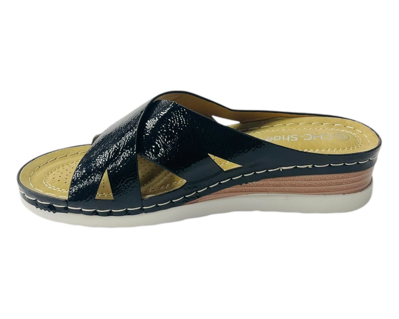 Lightweight Cross Strap Mules Wedge Slider