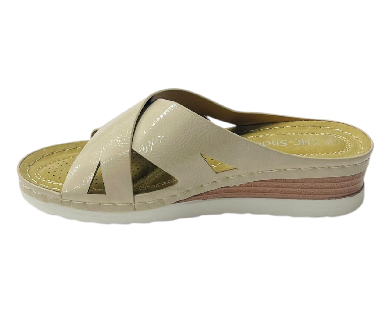 Lightweight Cross Strap Mules Wedge Slider