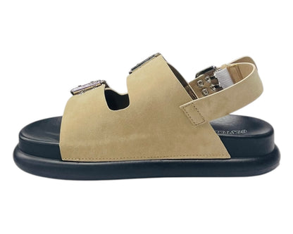 Double Buckle Strap Eyelet Detail Sandals