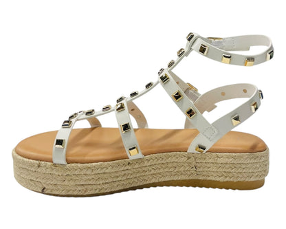 Stud Gladiator Espadrille Platform Sandals