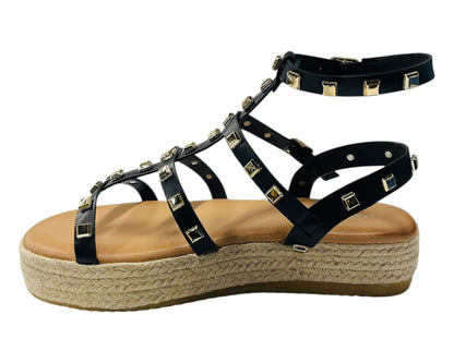 Stud Gladiator Espadrille Platform Sandals