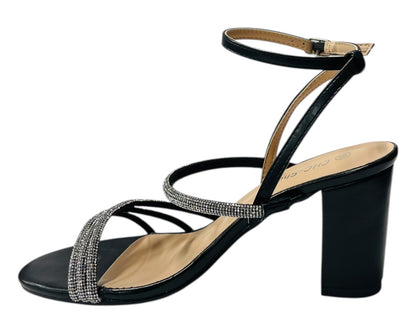 Block Heel Diamante Strappy Shoes