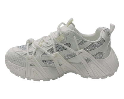 Chunky Sole Rhinestone Lace Up Sports Trainers