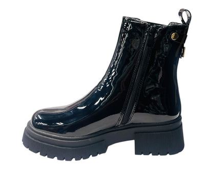 Faux Patent Leather Zip Ankle Boots