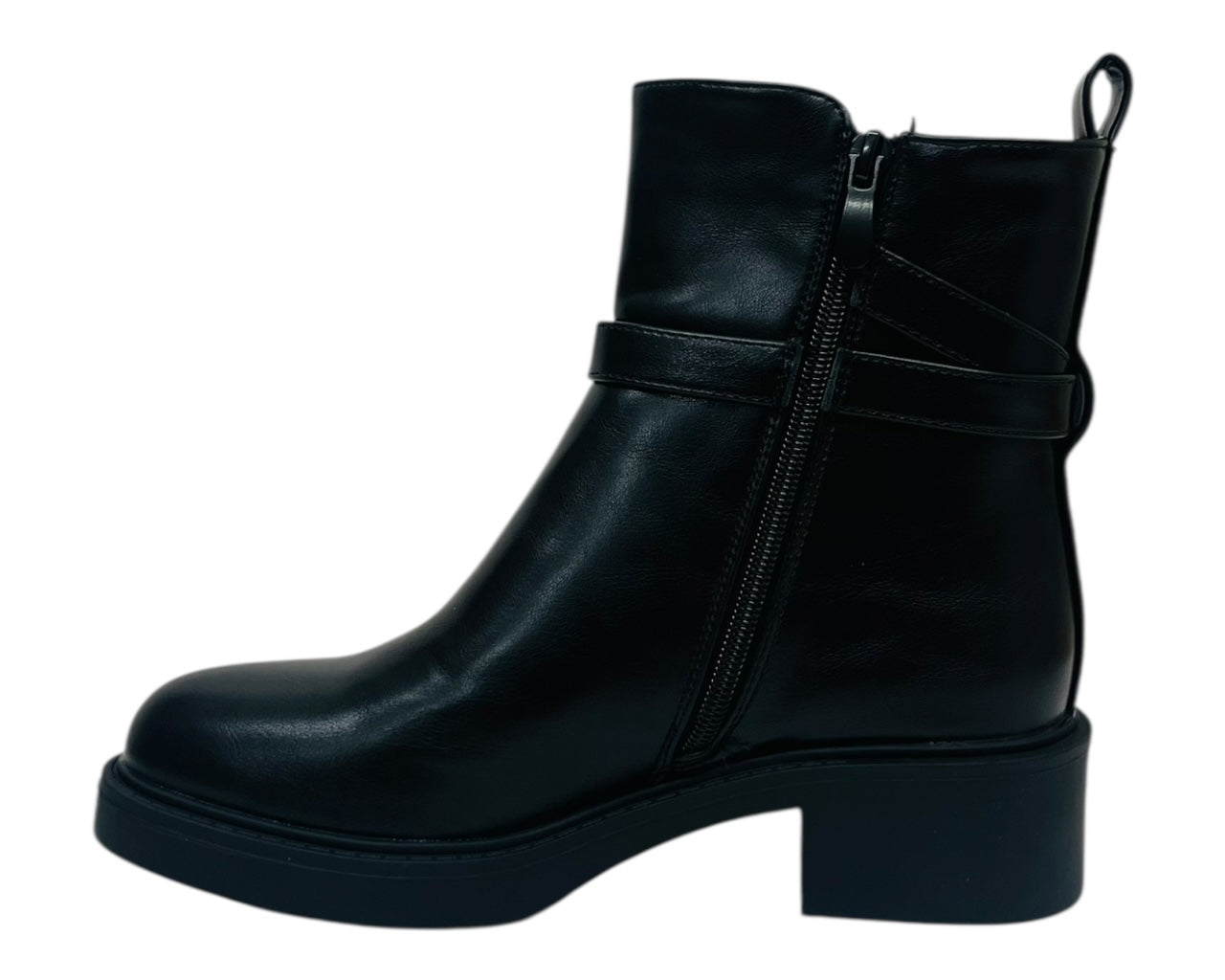 Faux Leather Zip Smart Ankle Boots