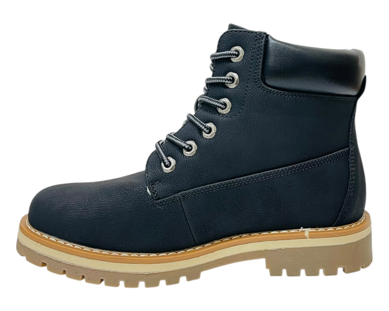 6 Eyelet Faux Leather Lace Up Ankle Boots