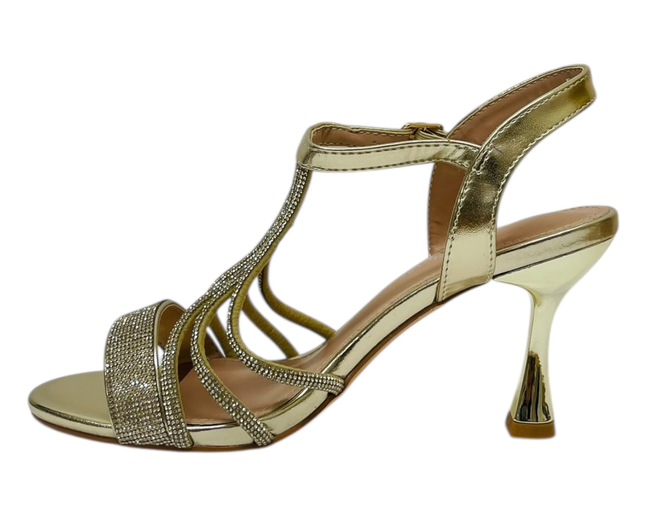 Diamante Ankle Strap Spool Heel Sandals