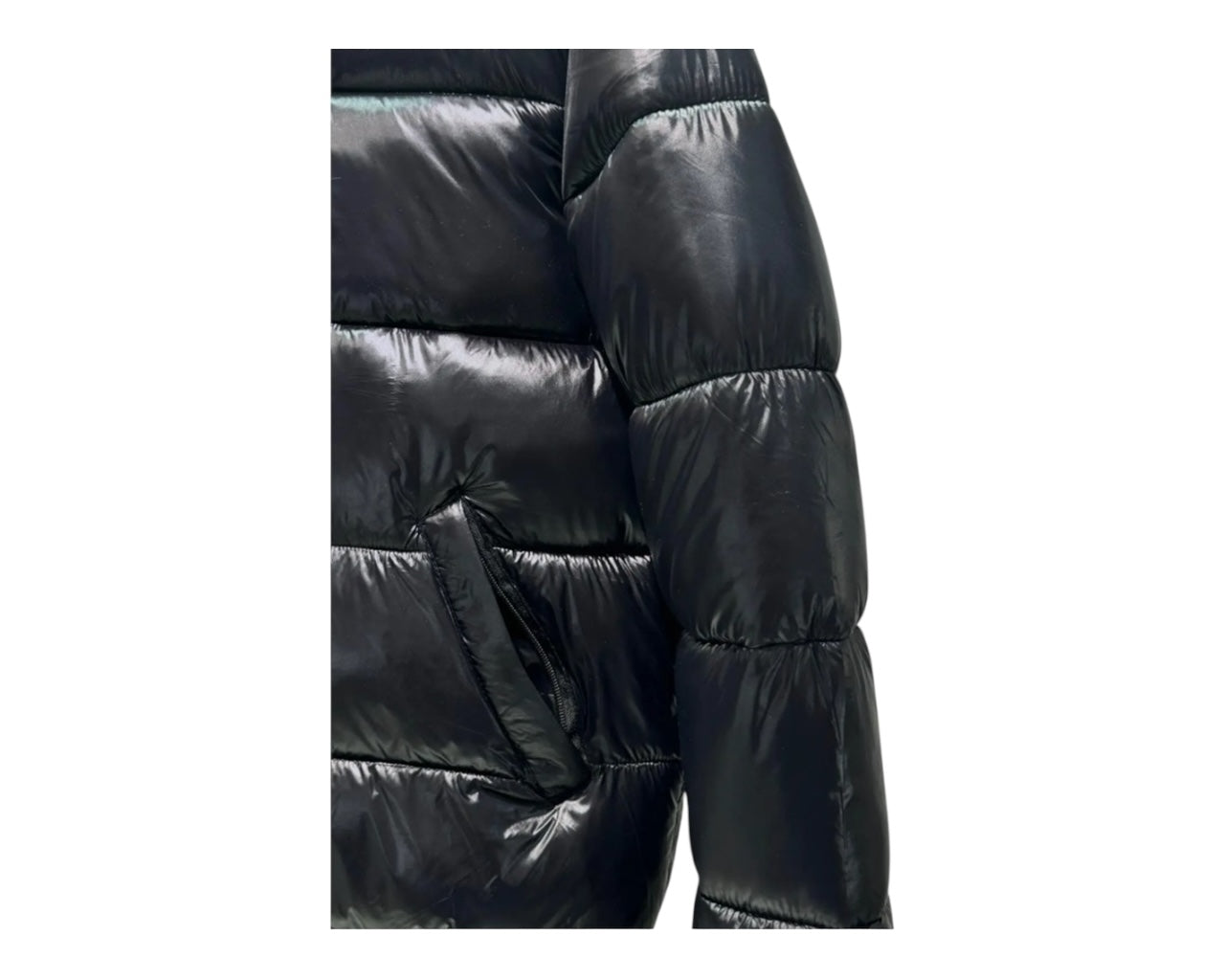 Padded Shiny Removable Hood Puffer Jacket