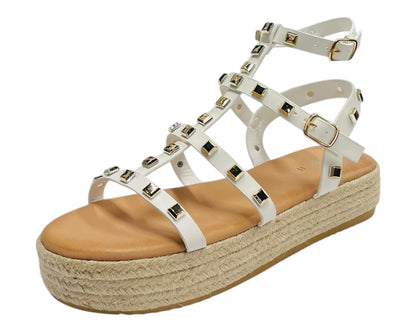 Stud Gladiator Espadrille Platform Sandals