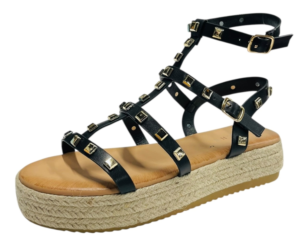Stud Gladiator Espadrille Platform Sandals