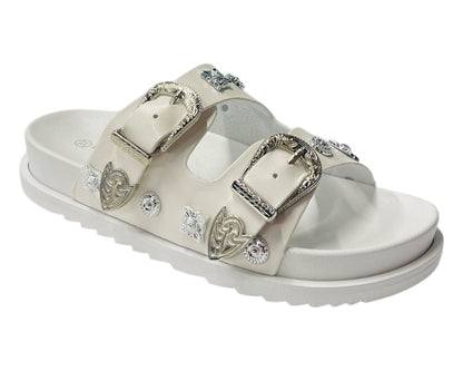 Flat Sole Double Strap Buckle Sandals