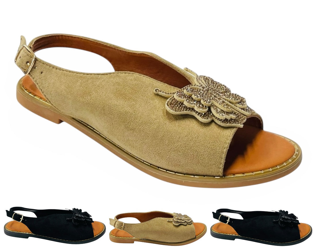 Ankle Strap Flat Sole Butterfly Sandals