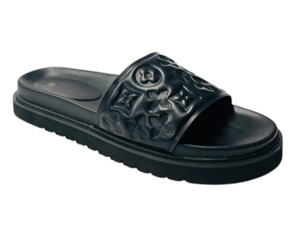 Embossed Front Strap Flat Sliders