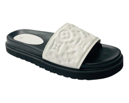 Embossed Front Strap Flat Sliders