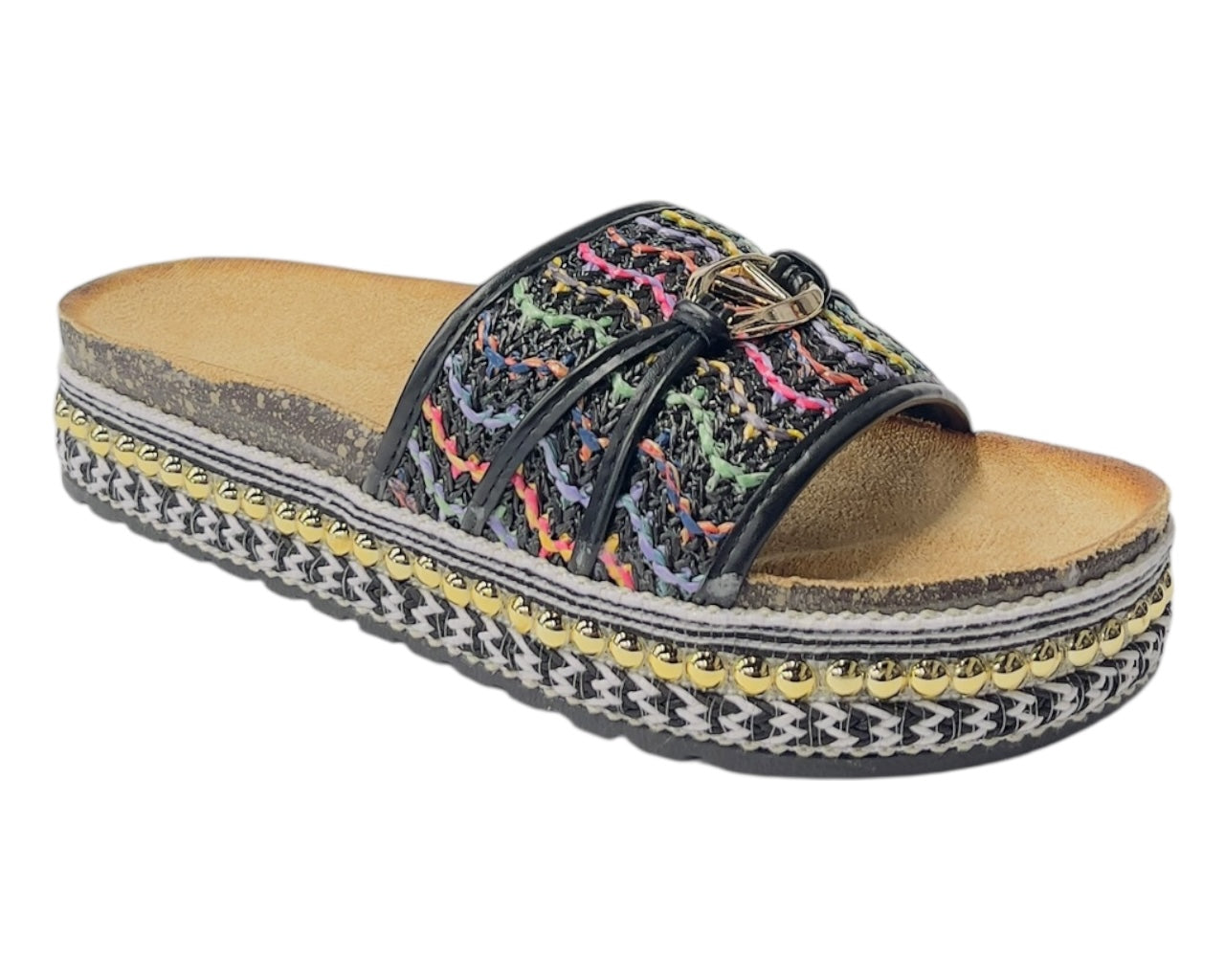 Platform Wide Strap Mules Sandals