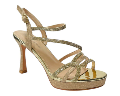 Diamante High Heel Glitter Ankle Strap Shoes