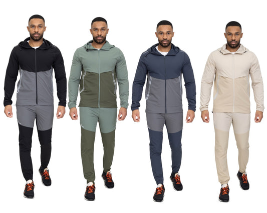 Colour Block Hooded Tech Tracksuit