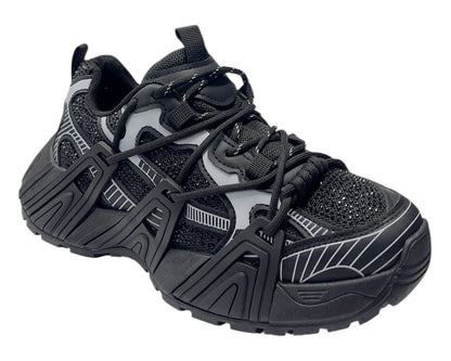 Chunky Sole Rhinestone Lace Up Sports Trainers