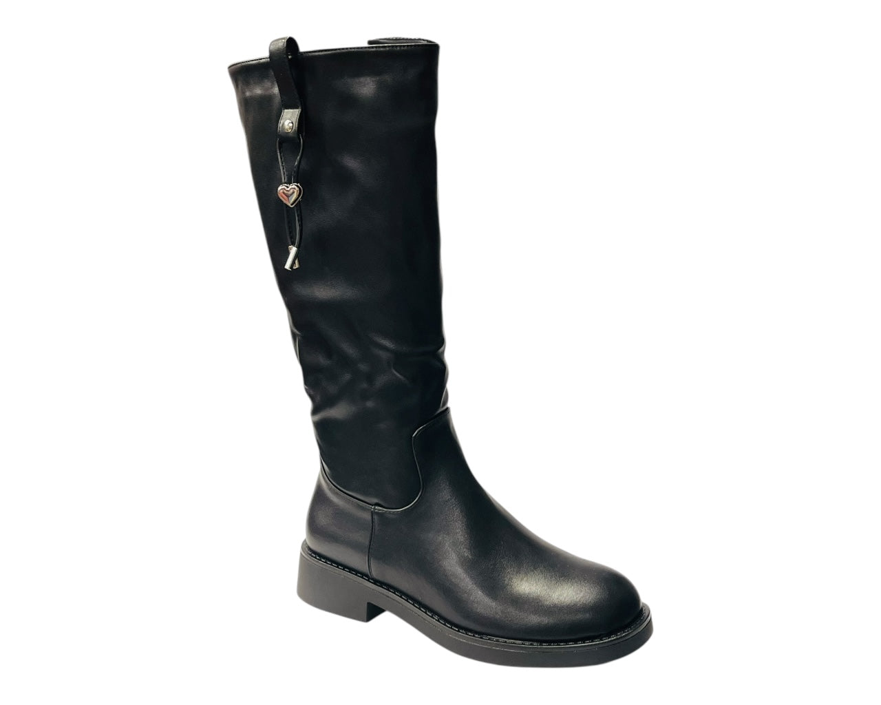 Faux Leather Zip Mid Calf Full Zip Boots