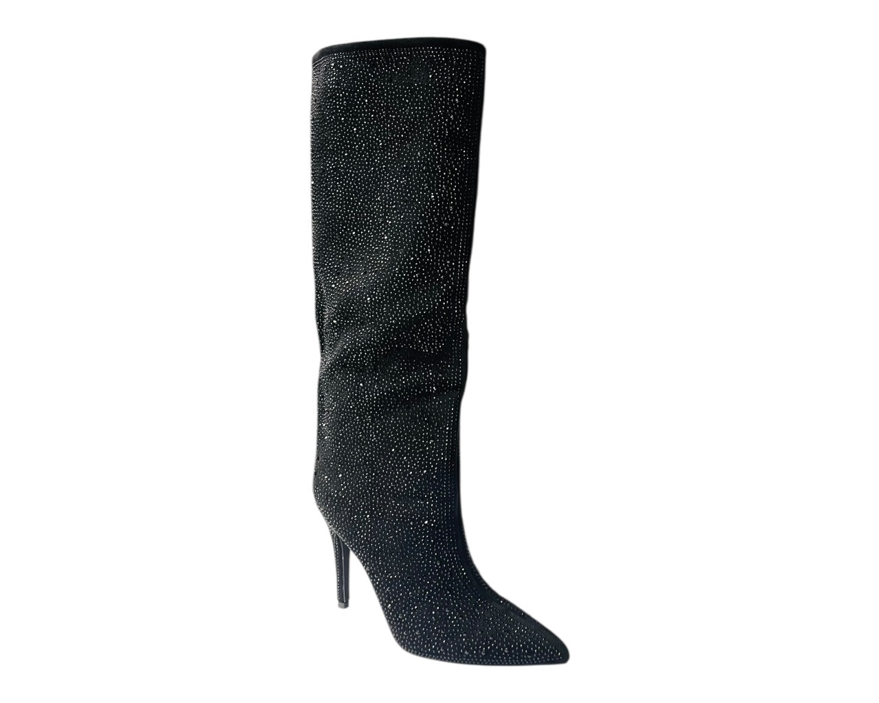 Pointed Toe All Over Diamante Stiletto Heel Knee High Boots
