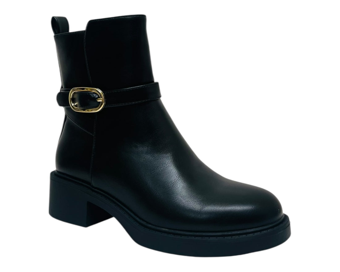 Faux Leather Zip Smart Ankle Boots