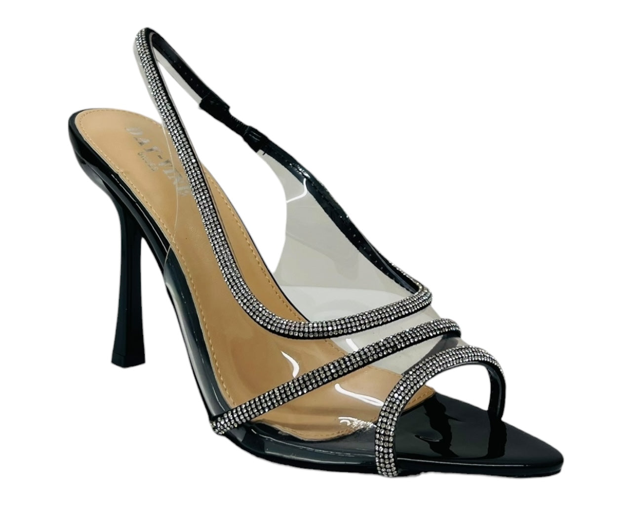 Clear Perspex Diamante Slingback Sandals