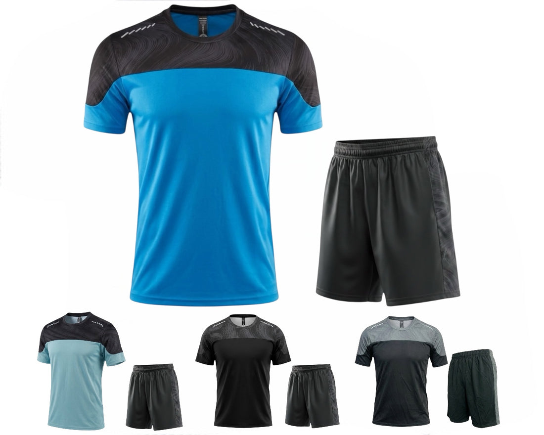 Colour Block Quick Drying Breathable T-Shirt Shorts Set