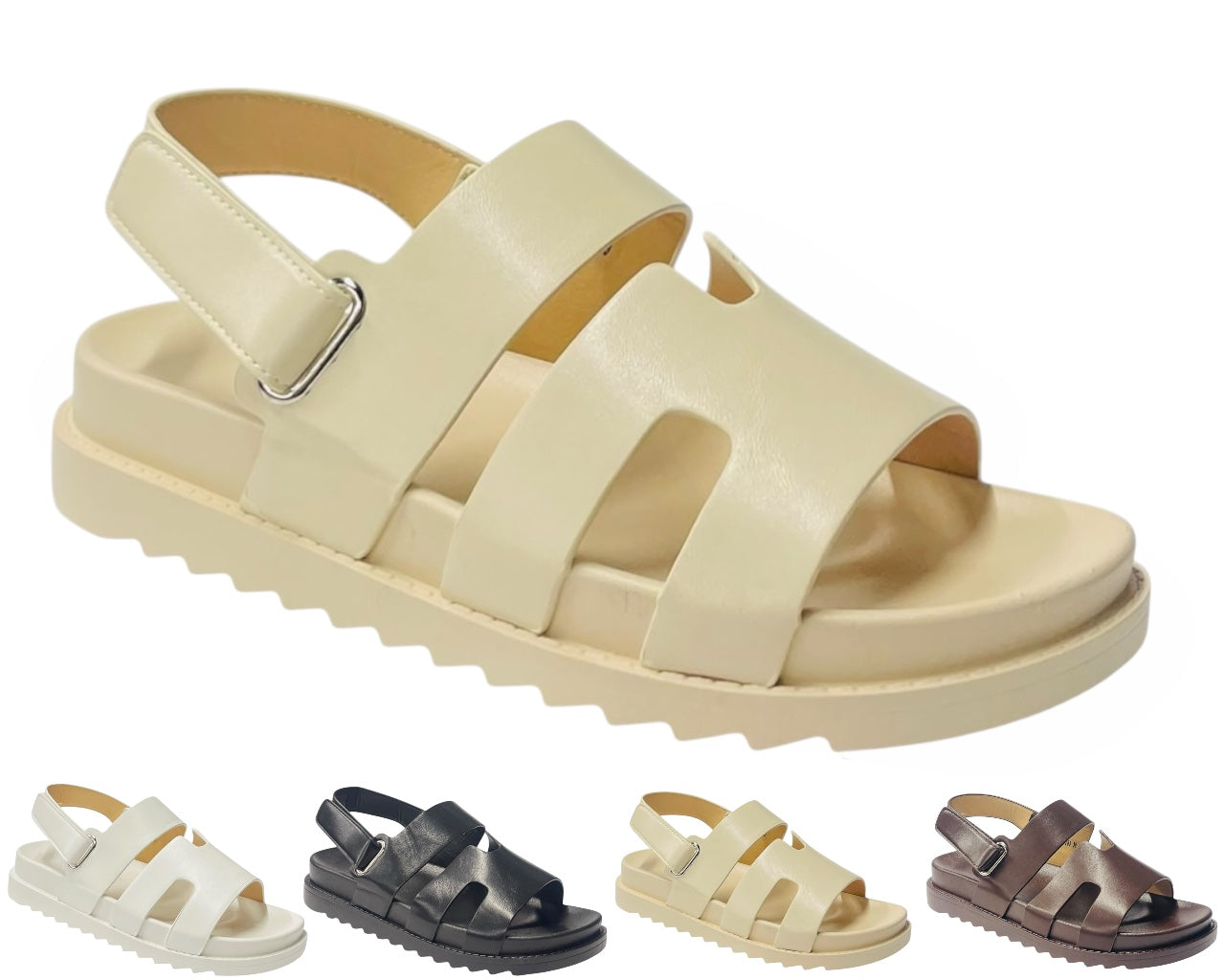 Cut Out Strap Chunky Flatform Sandals