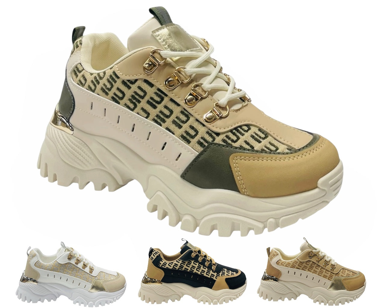 Chunky Sole Lace Up Sports Trainers