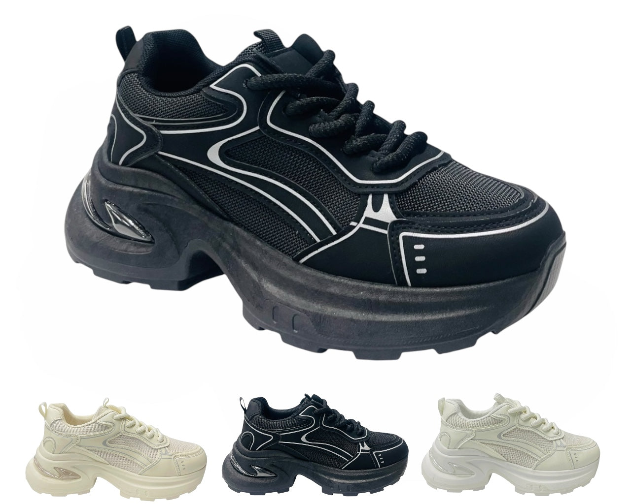Chunky Sole Lace Up Sports Trainers