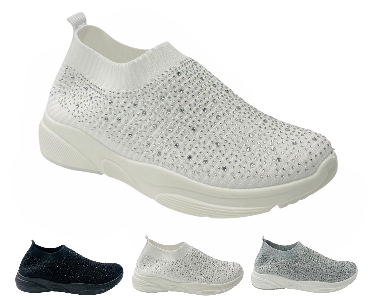 Diamante Socks Slip On Trainers