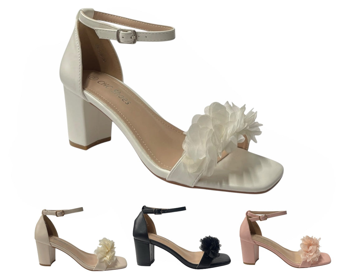 Floral Block Heel Open Toe Sandals