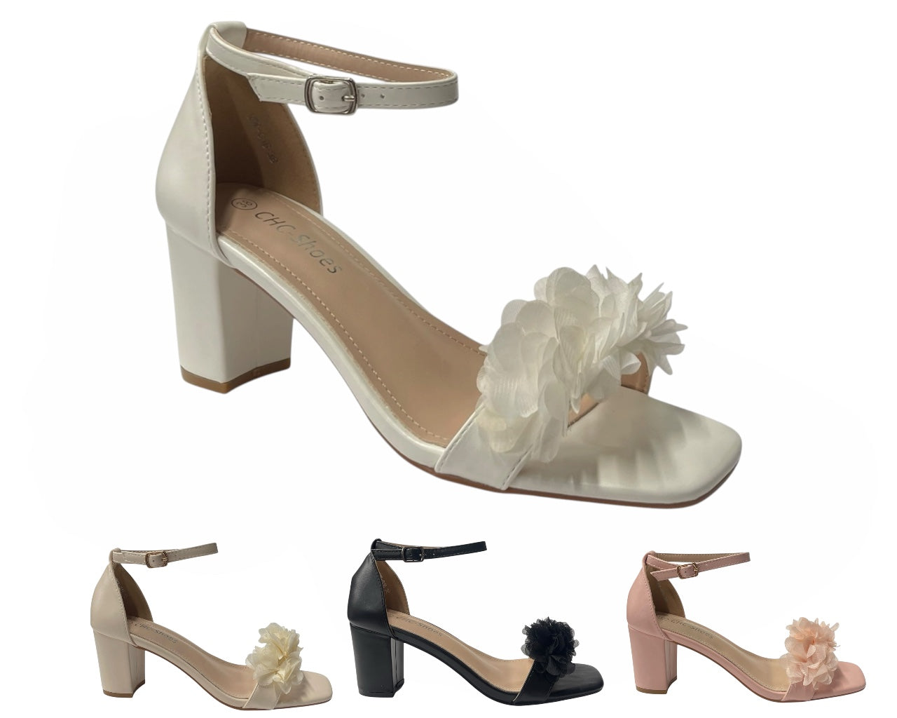 Floral Block Heel Open Toe Sandals