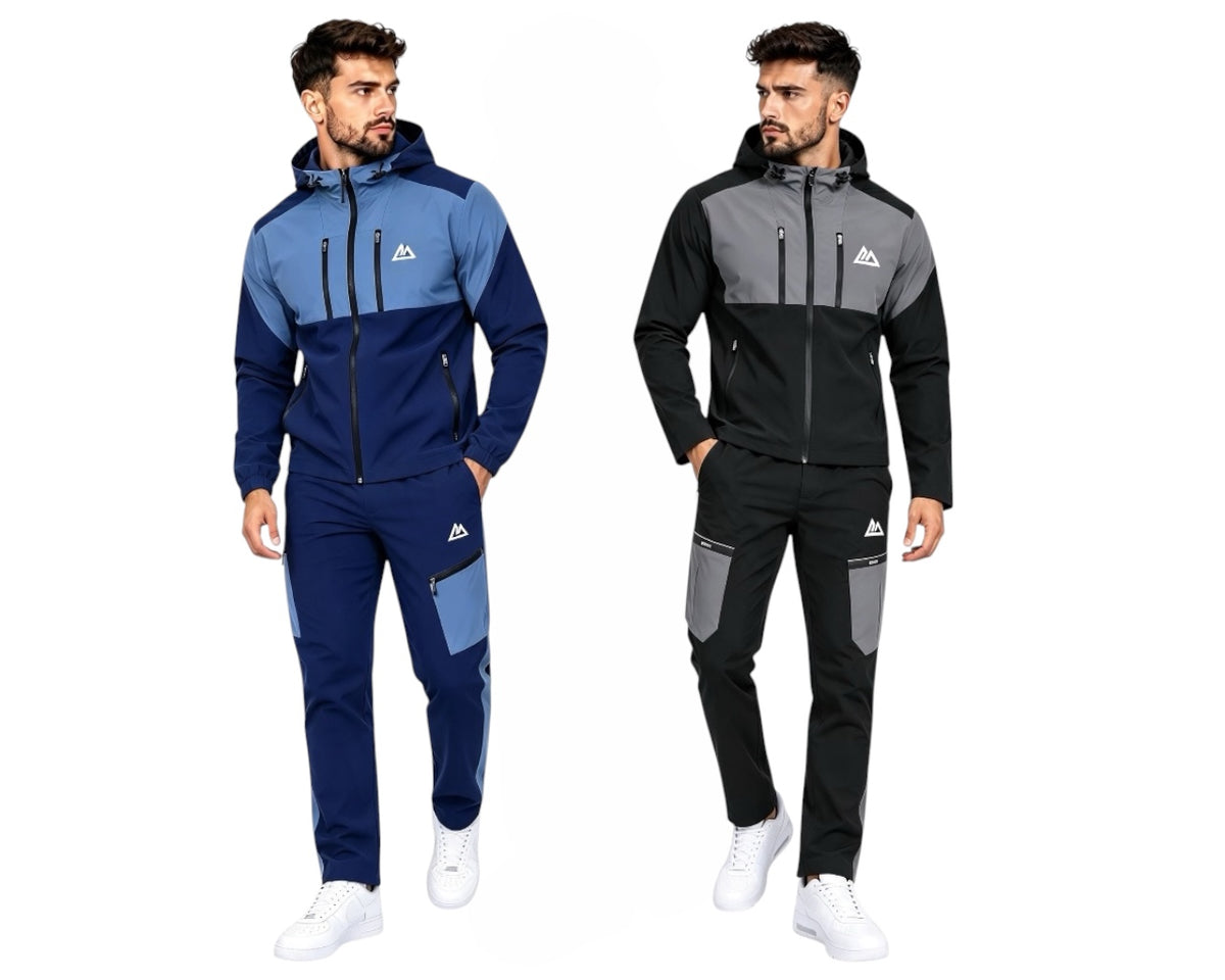 Colour Block Cargo Pant Hooded Tech Tracksuit