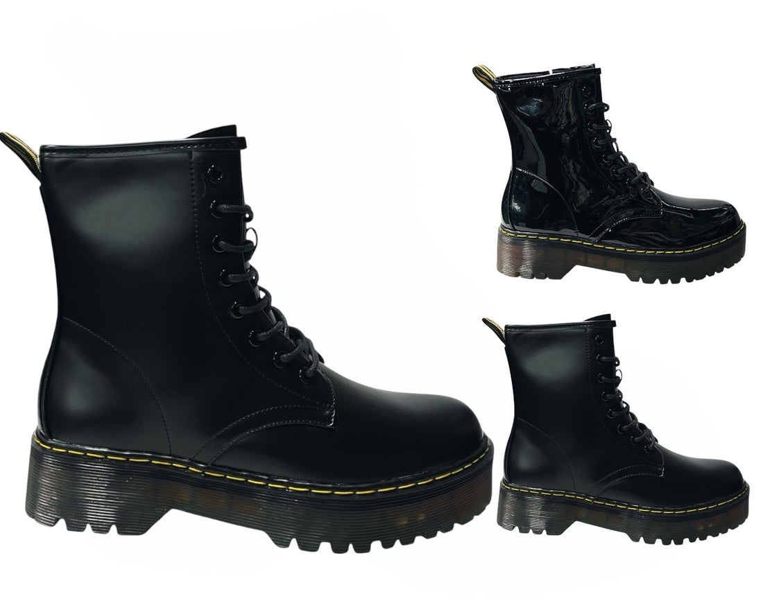 Platform Faux Leather Ankle Boots