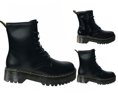 Platform Faux Leather Ankle Boots