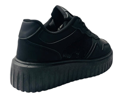 Faux Leather Platform Lace Up Trainers