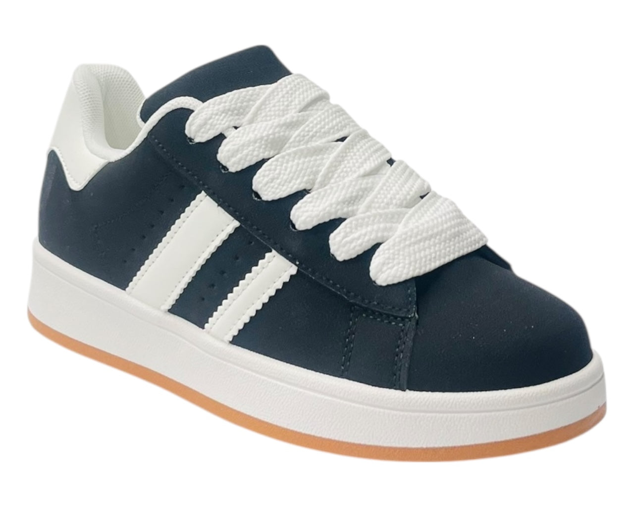 Faux Leather Sports Lace Up Trainers