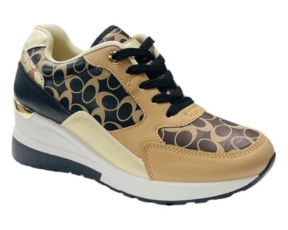 Chunky Sole Lace Up Wedge Trainers