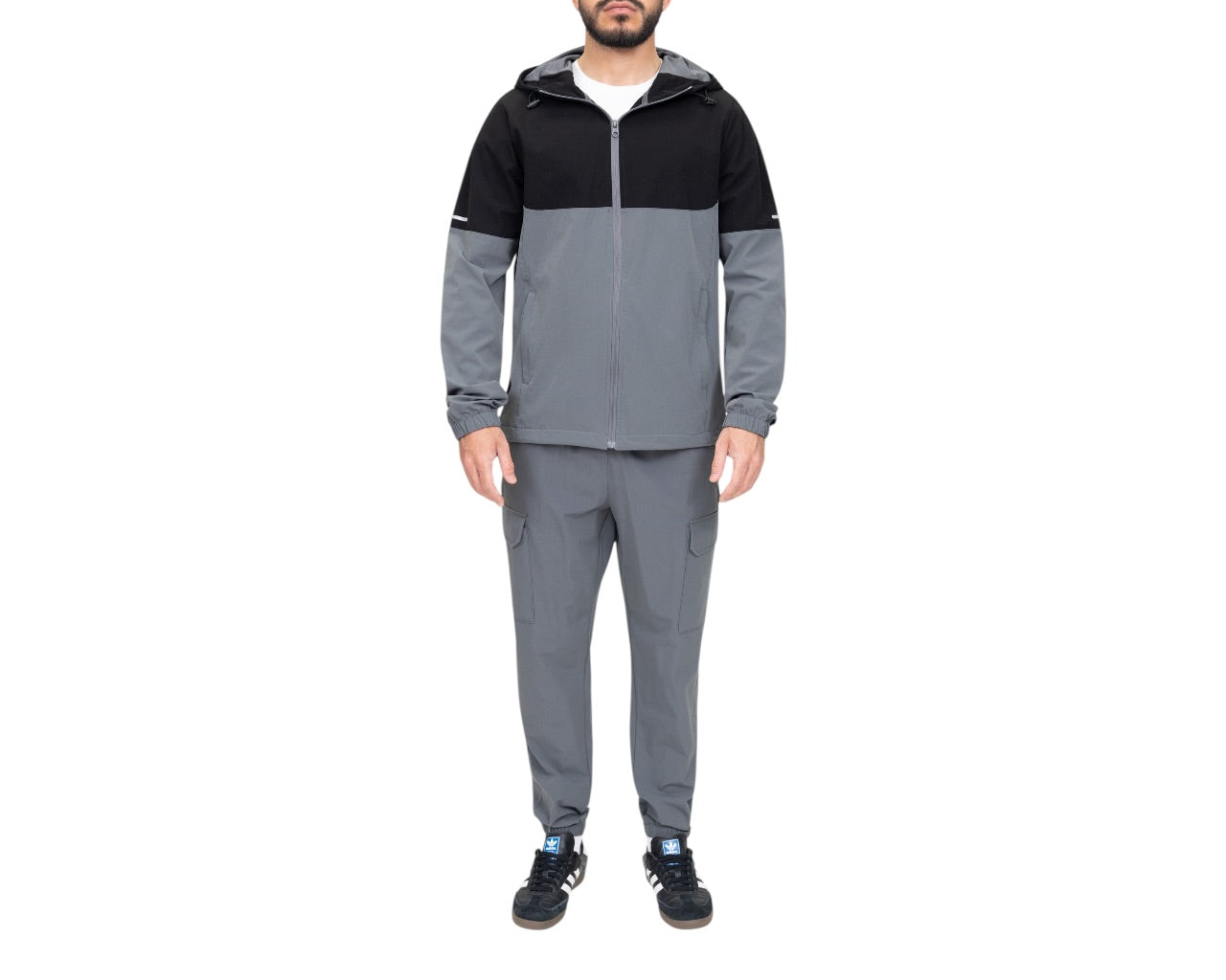 Colour Block Cargo Pant Hooded Tech Tracksuit
