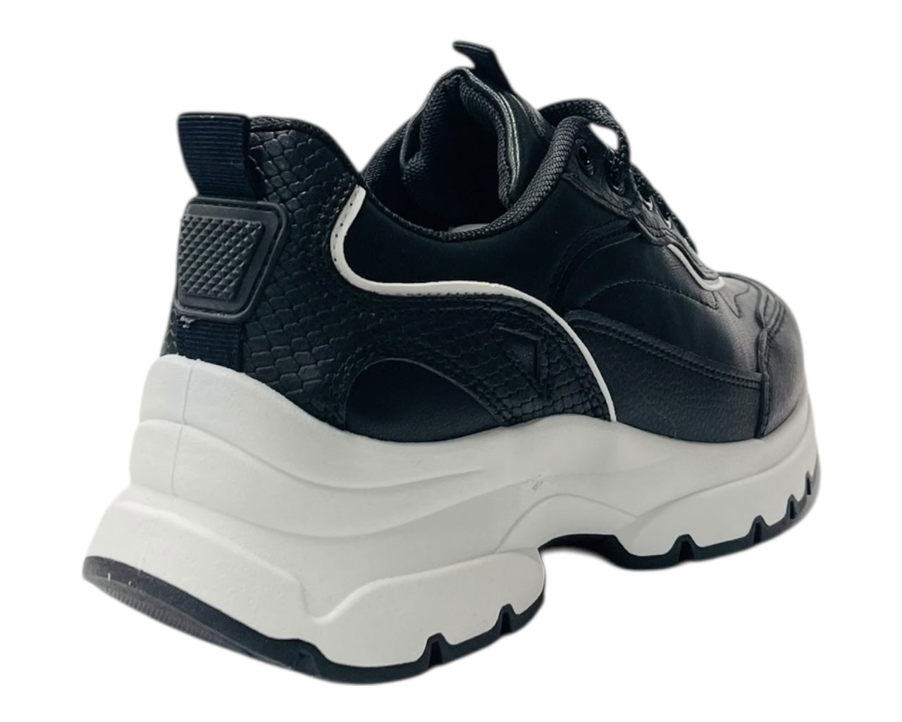 Chunky Sole Faux Leather Lace Up Trainers