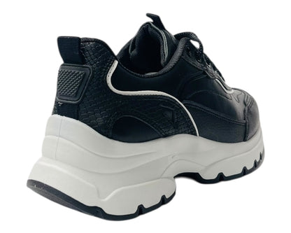 Chunky Sole Faux Leather Lace Up Trainers