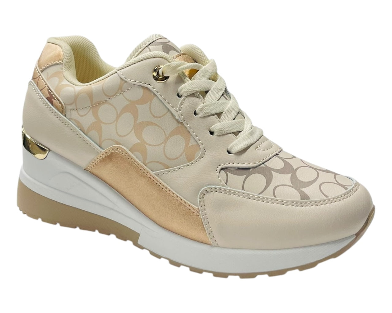 Chunky Sole Lace Up Wedge Trainers