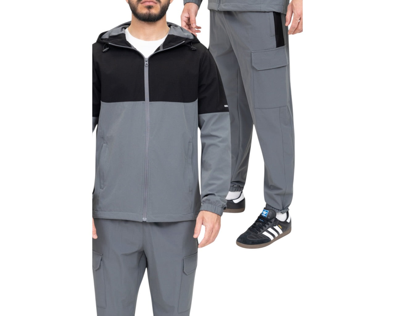 Colour Block Cargo Pant Hooded Tech Tracksuit