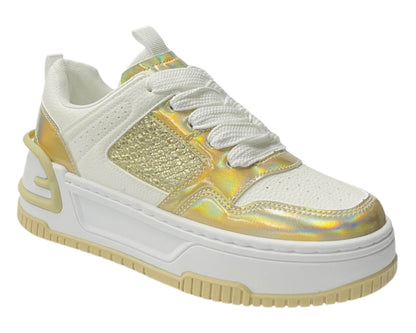 Platform Faux Leather Lace Up Trainers