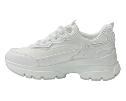 Chunky Sole Faux Leather Lace Up Trainers