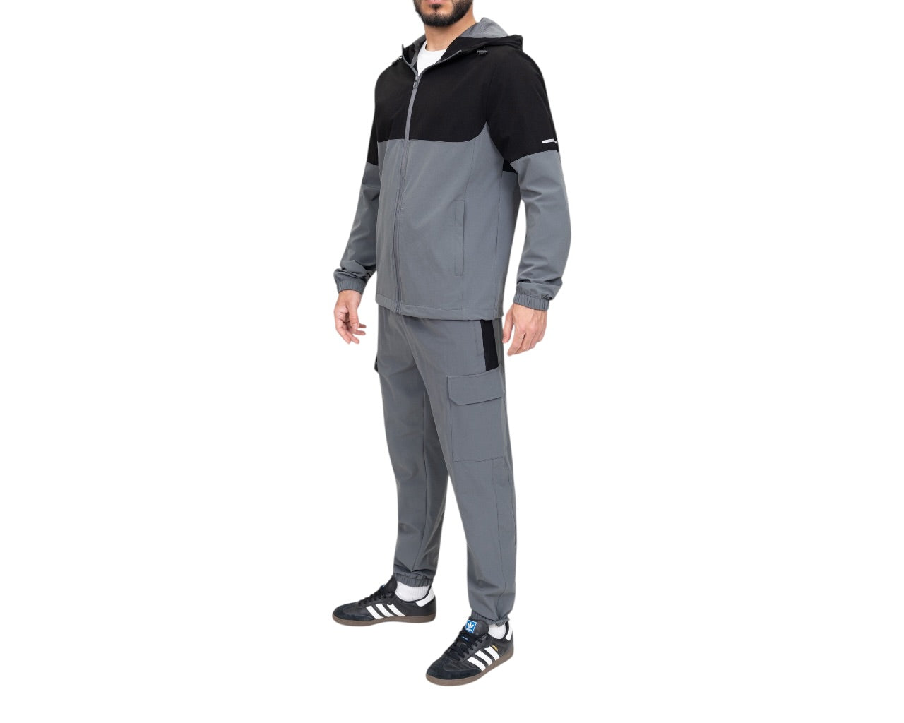 Colour Block Cargo Pant Hooded Tech Tracksuit