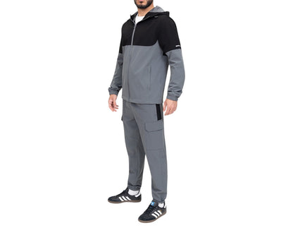 Colour Block Cargo Pant Hooded Tech Tracksuit