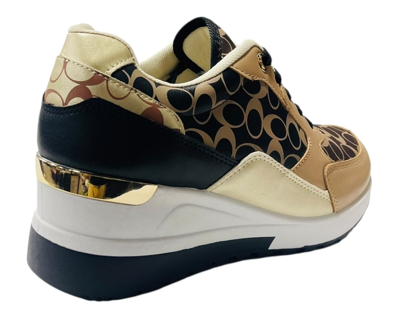 Chunky Sole Lace Up Wedge Trainers